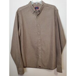 Untuckit Librando Herringbone Mens Large Button Down Shirt Long Sleeve Brown Tan